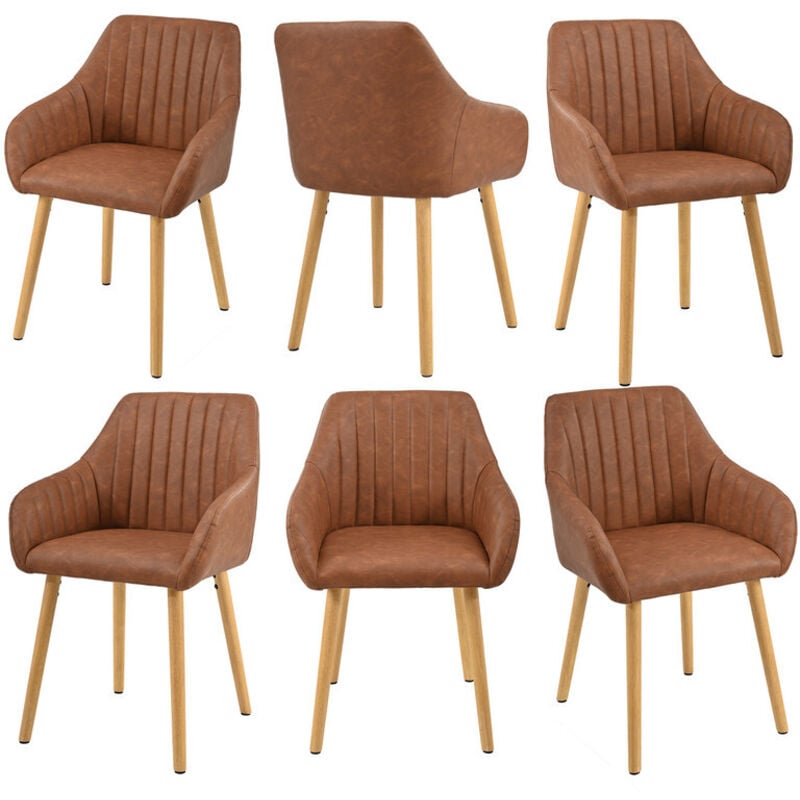 Goeurvant - Chaises de salle à manger minimalistes avec soutien dorsal confortable, accoudoirs ergonomiques et pieds en bois solides - Lot de 6 –