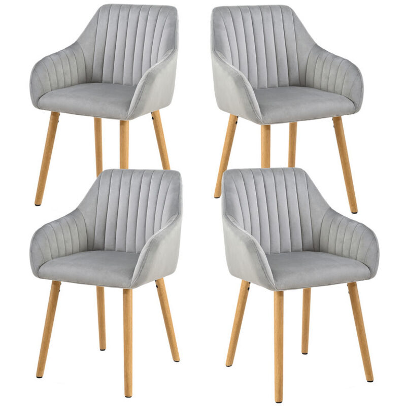 Goeurvant - Chaises de salle à manger minimalistes avec soutien dorsal confortable, accoudoirs ergonomiques et pieds en bois solides - Lot de 4 –