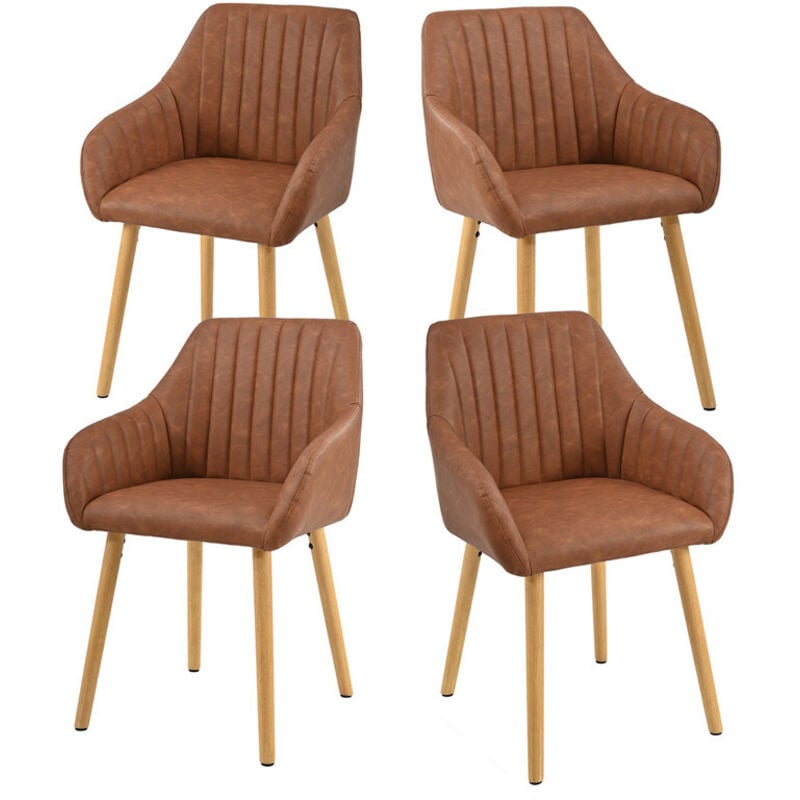 Goeurvant - Chaises de salle à manger minimalistes avec soutien dorsal confortable, accoudoirs ergonomiques et pieds en bois solides - Lot de 4 –