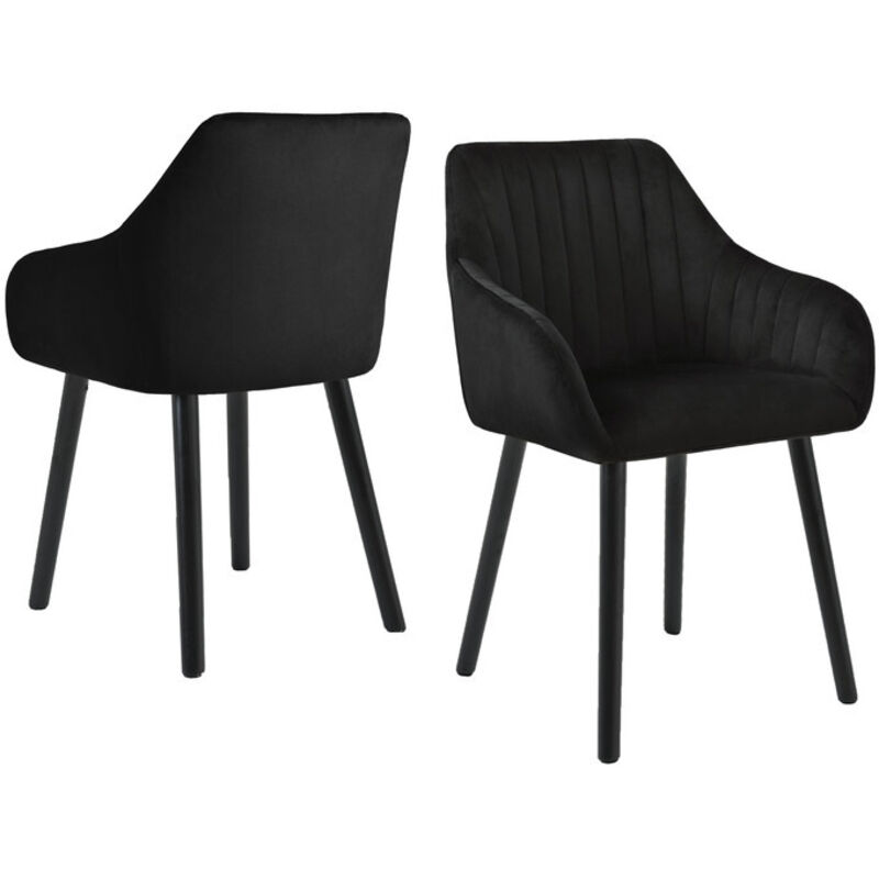 Goeurvant - Minimalistische Esszimmerstühle mit bequemer Rückenstütze, ergonomischen Armlehnen und stabilen Holzbeinen - 2er Set – Schwarz