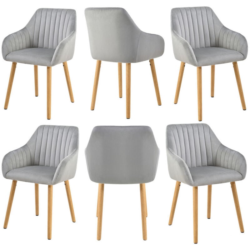 Goeurvant - Chaises de salle à manger minimalistes avec soutien dorsal confortable, accoudoirs ergonomiques et pieds en bois solides - Lot de 6 –