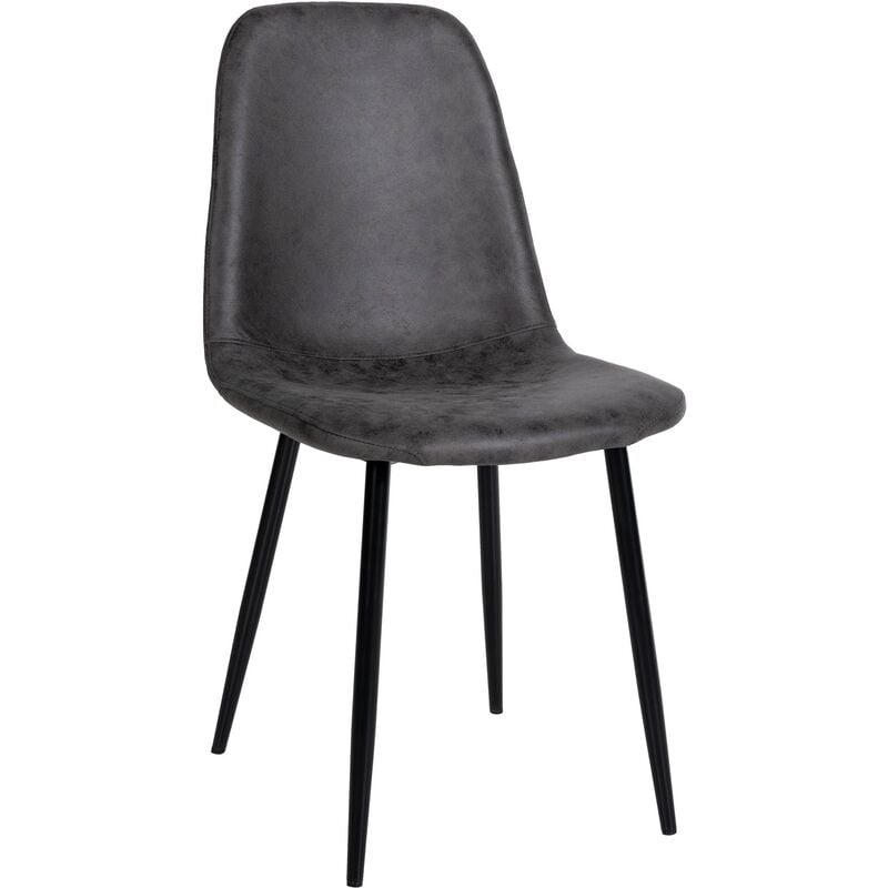 CLP - Chaise de salle à manger Napier avec Piètement en métal noir Gris foncé Similicuir vintage