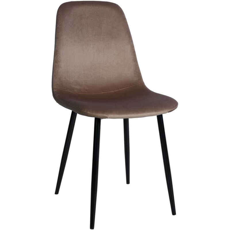 CLP - Chaise de salle à manger Napier avec Piètement en métal noir Marron Velours
