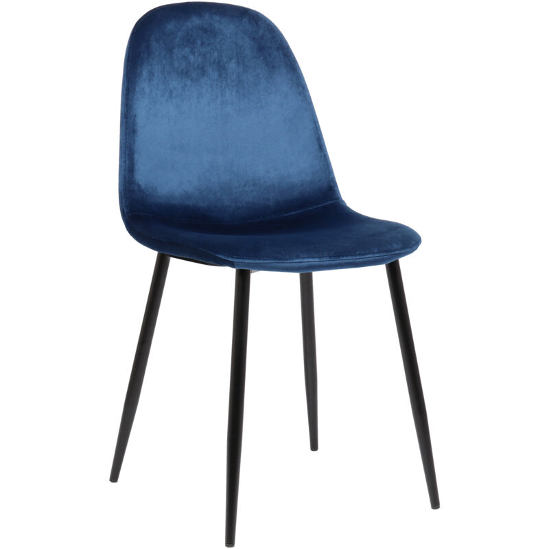 CLP - Chaise de salle à manger Napier avec Piètement en métal noir Bleu Velours