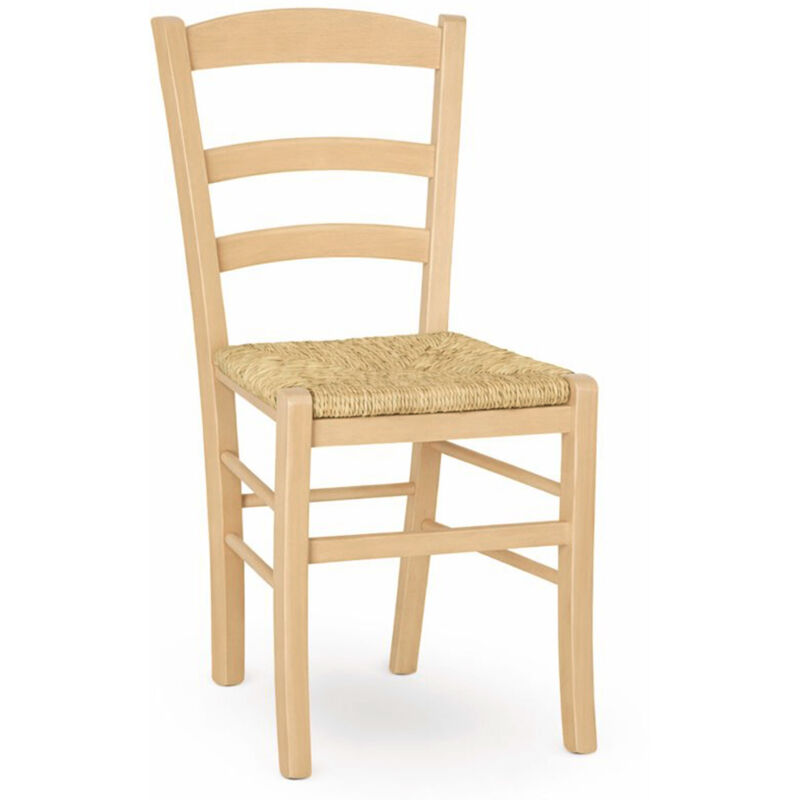 Chaise de salle à manger Paesana en bois naturel avec assise en paille Chaise de salle à manger Paesana en bois naturel avec assise en paille