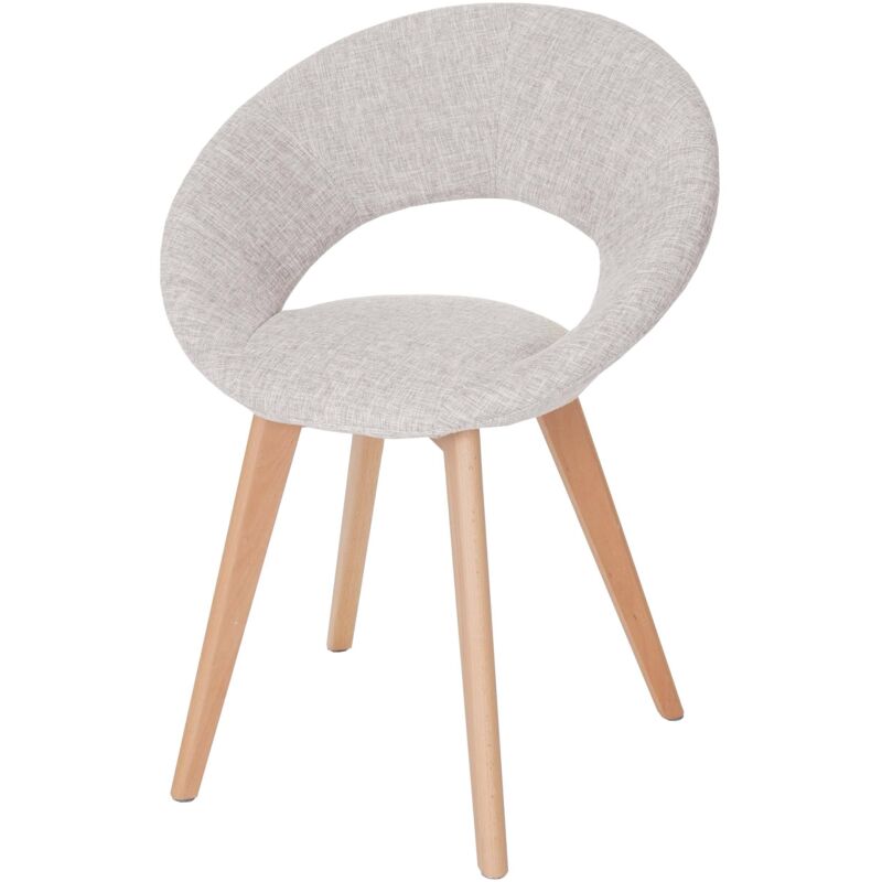 HHG - Chaise de salle à manger Palermo iii, fauteuil, design rétro des années 50, tissu, crème/gris HHG - Chaise de salle à manger Palermo iii, fauteuil, design rétro des années 50, tissu, crème/gris
