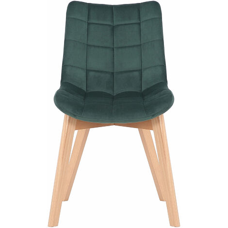 Chaise de salle à manger Passaic en velours avec pieds en Bois de hêtre Vert