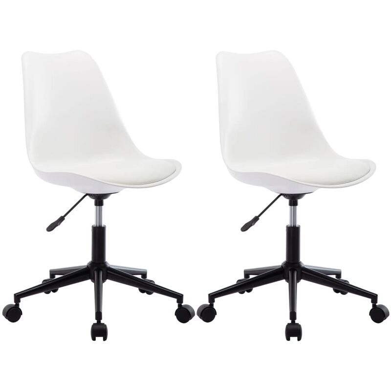Chaise de salle à manger pivotante 2 pcs Blanc Similicuir Chaise de salle à manger pivotante 2 pcs Blanc Similicuir