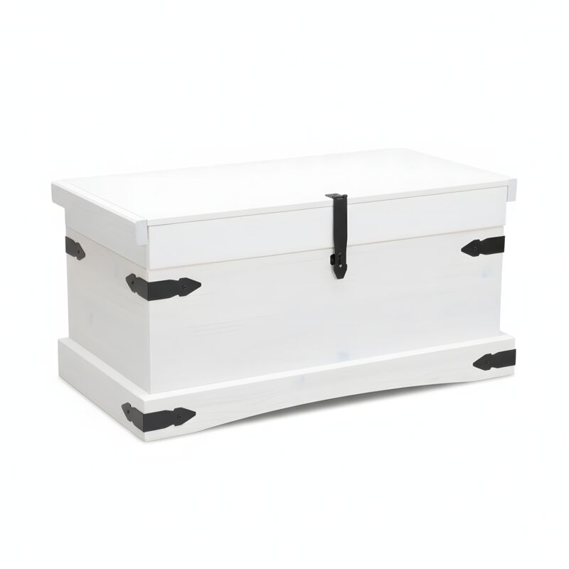Ebuy24 - New Mexico Coffre, largeur 92 cm, hauteur 45 cm, blanc/ciré.