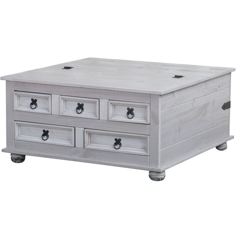 Ebuy24 - New Mexico Table basse avec 5 tiroirs, 91x91 cm, en gris.