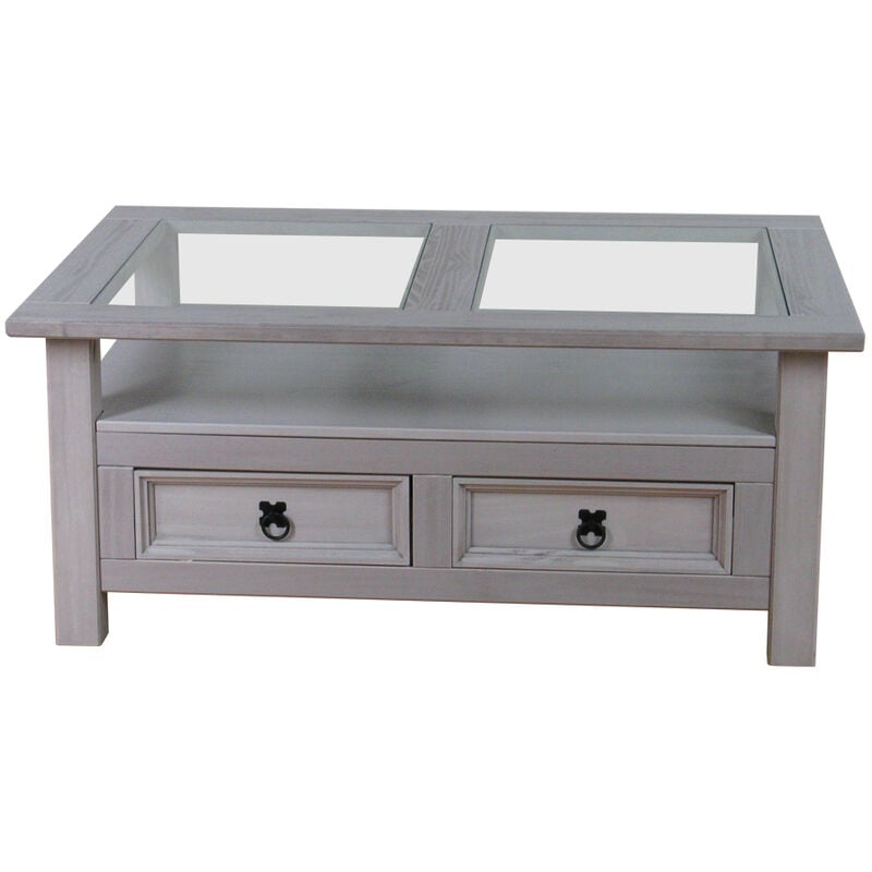 Ebuy24 - New Mexico Table basse avec 2 tiroirs, en gris.