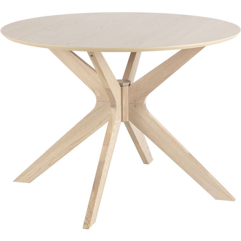 Ebuy24 - Duffy Table de salle à manger Ø105 cm plaqué chêne, pieds en chêne massif.