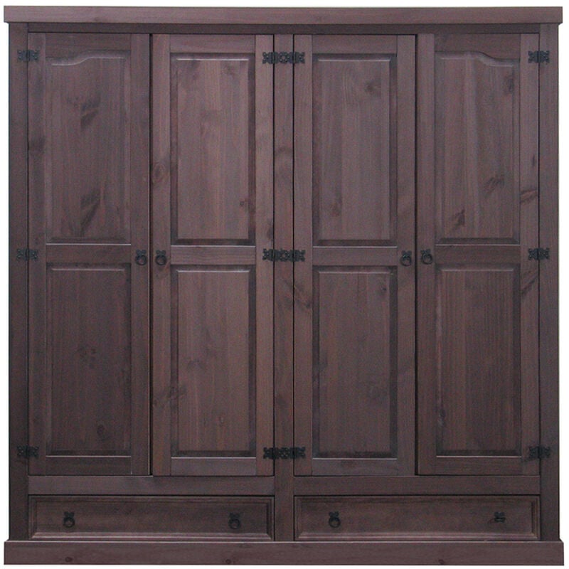 Ebuy24 - New Mexico Armoire 4 pièces avec 2 tiroirs largeur 194 cm, hauteur 195 cm, teinte/cire de style colonial.