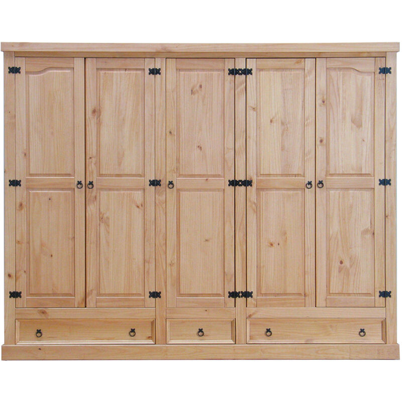 Ebuy24 - New Mexico Armoire 5 tiroirs avec 3 tiroirs largeur 244 cm, hauteur 195 cm, délavé/ciré.