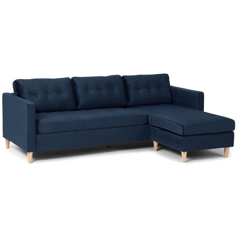 Ebuy24 - Marino Canapé BA2, chaise longue orientable orientable à droite ou à gauche en velours, bleu.