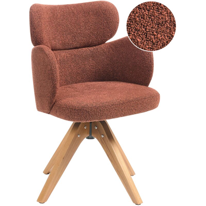 Chaise de Salle à Manger Pivotante Dossier Incurvé en Bouclé Orange Marcy
