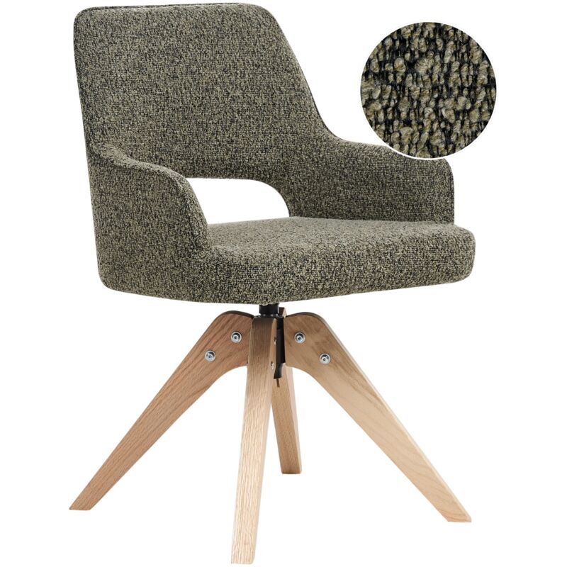 Chaise de Salle à Manger Pivotante Dossier Incurvé en Bouclé Vert Moravia