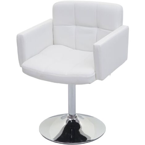 Chaise de salle à manger pivotante en PVC blanc coins et bords arrondis hauteur fixe 040006283
