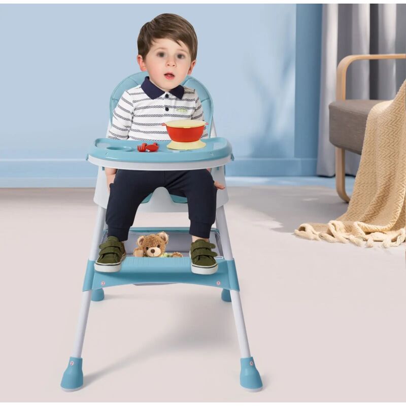 Chaise de salle à manger pour bébé 2 en 1, chaise de salle à manger spéciale pour bébé avec plateau, réglable en hauteur, avec panier de rangement,