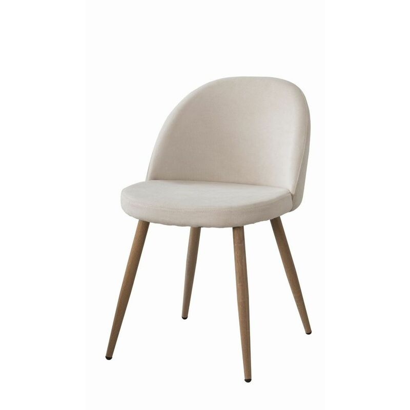 Fanmuebles - Chaise de salle à manger recouverte de tissu Beige 48 cm (largeur) x 77 cm (hauteur) x 52 cm (profondeur)