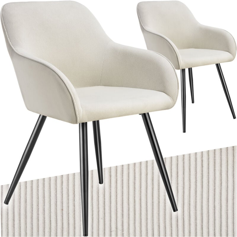 Tectake - Lot 2 chaises élégantes aspect corde avec forme ergonomique crème/noir