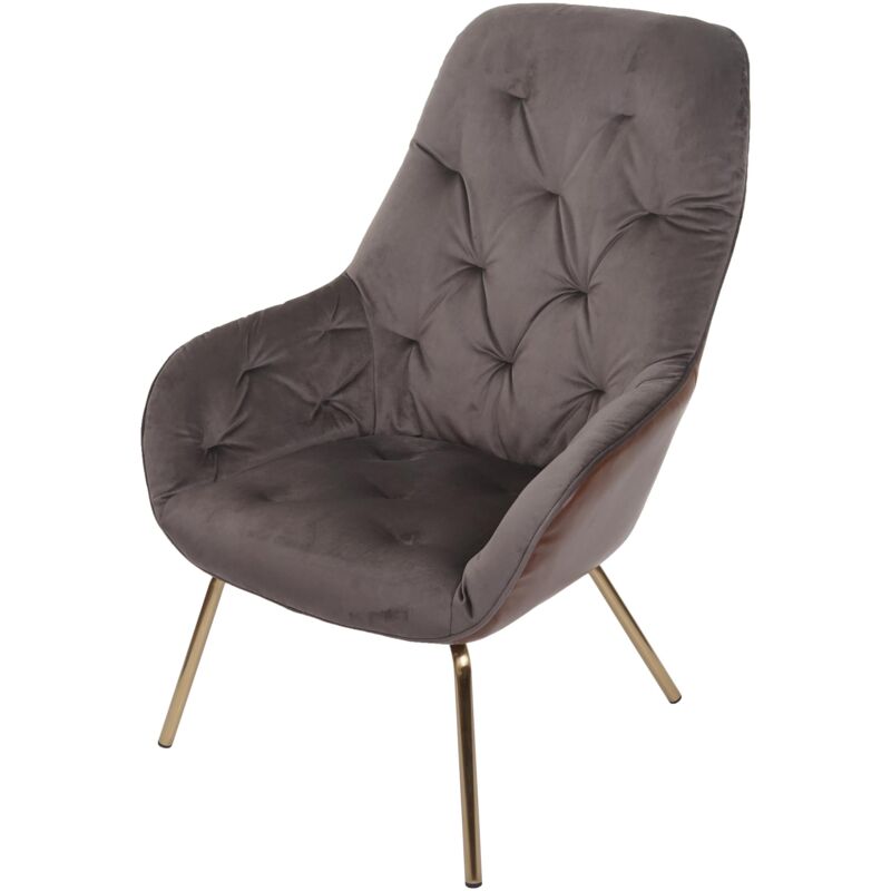 Décoshop26 - Chaise de salle à manger rembourrée chaise de salon avec accoudoir métal et velours marron clair 040006321