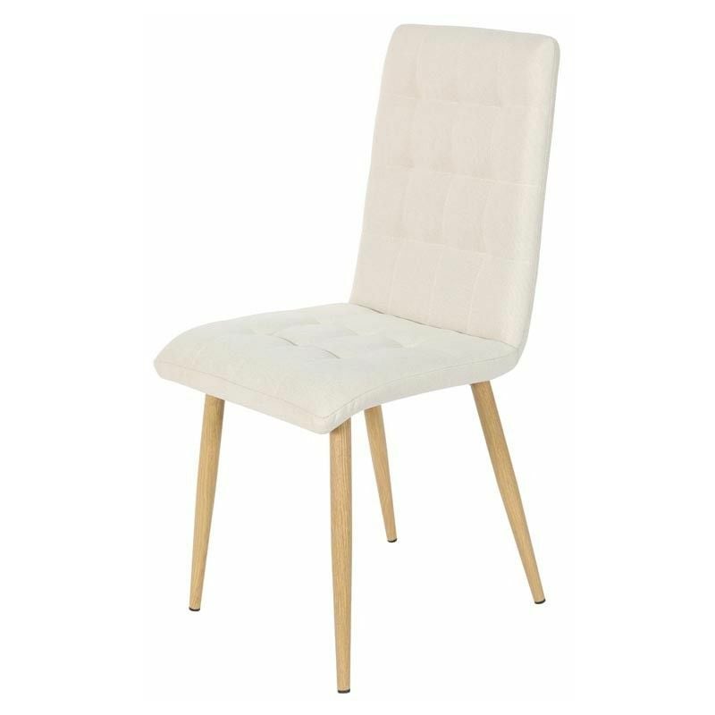 Fanmuebles - Chaise de salle à manger rembourrée en tissu beige Terrasa avec pieds en métal 44 cm (largeur) x 92 cm (hauteur) x 45 cm (profondeur)