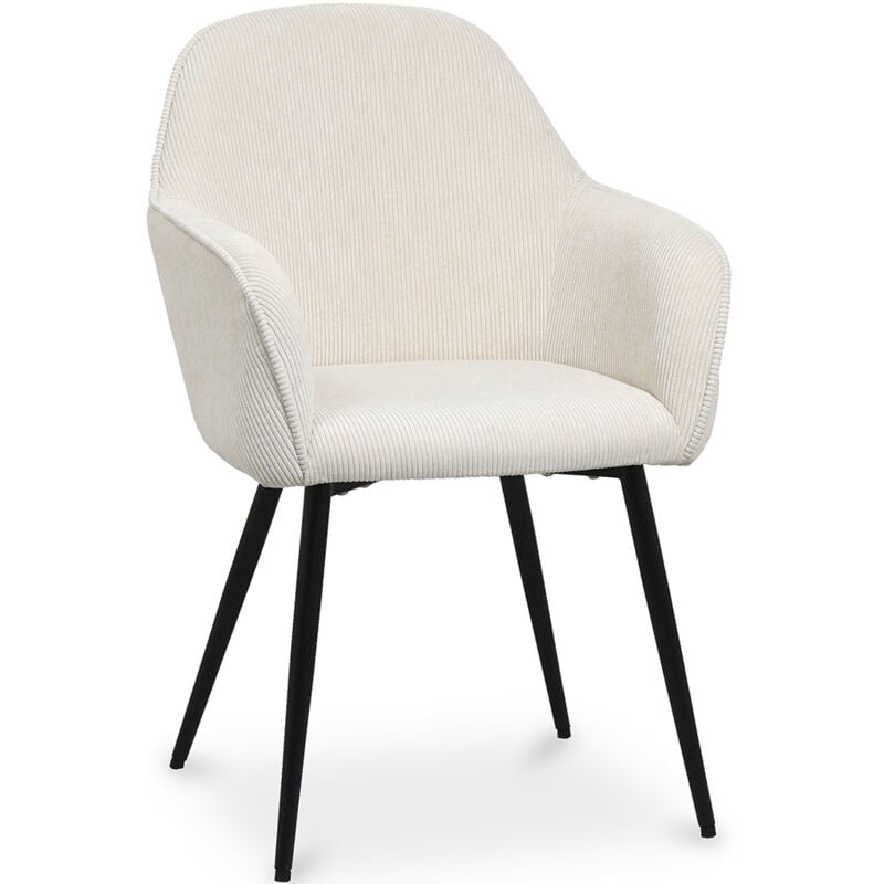 Privatefloor - Chaise de salle à manger rembourrée en velours - Avrea Beige