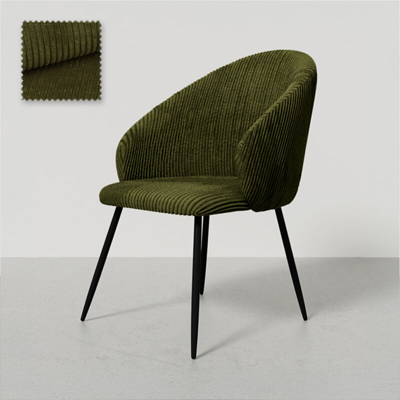 Privatefloor - Chaise de Salle à Manger Rembourrée en Velours - Brugges Olive