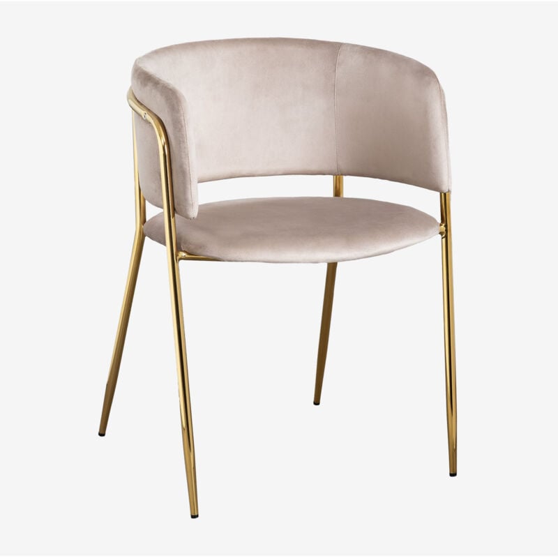 Sklum - Chaise de salle à manger rembourrée Nalon Doré