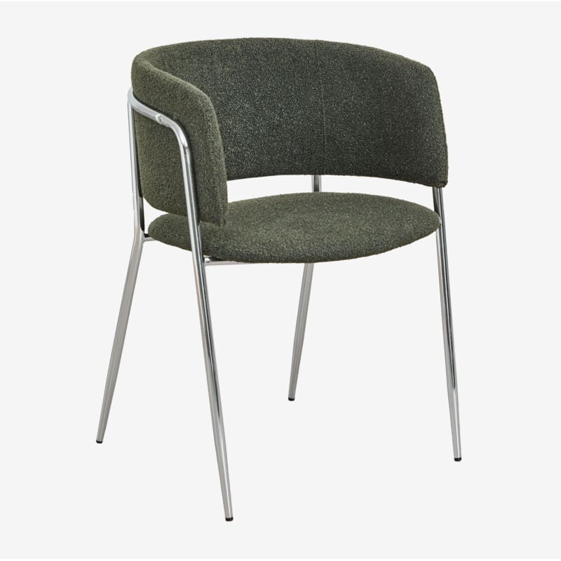 Sklum - Chaise de salle à manger rembourrée Nalon Gris Chromé