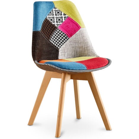 Chaise de Salle à Manger - Revêtement Patchwork - Simona Multicolore