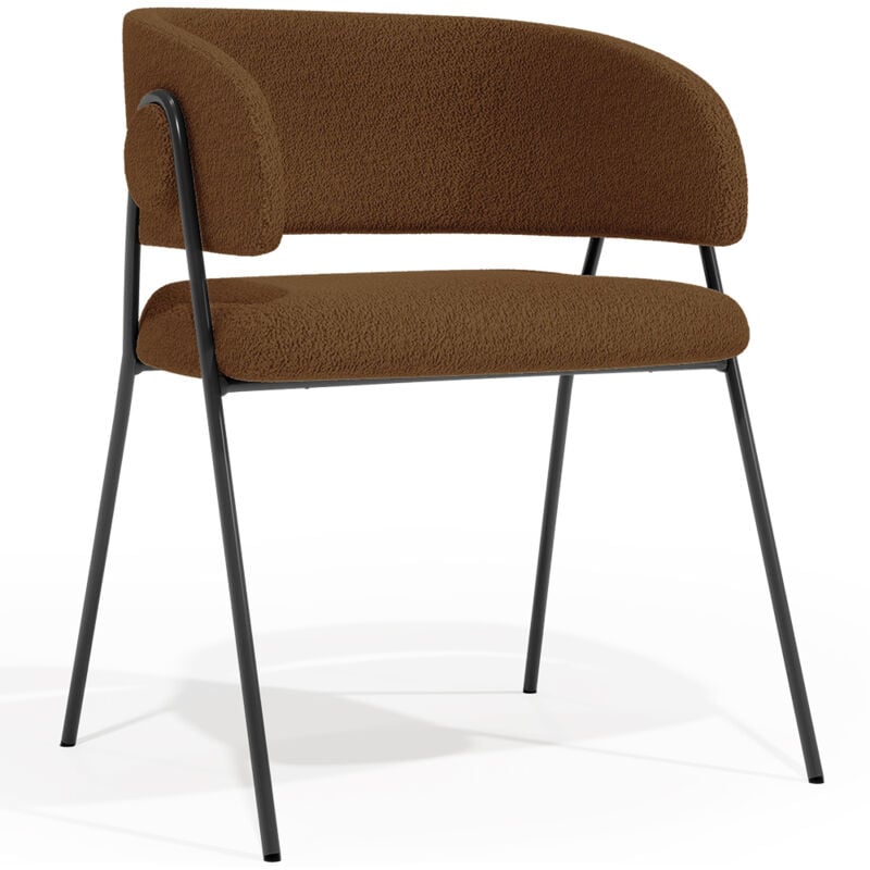 Privatefloor - Chaise de salle à manger - Revêtue de tissu bouclé - Charke Chocolat