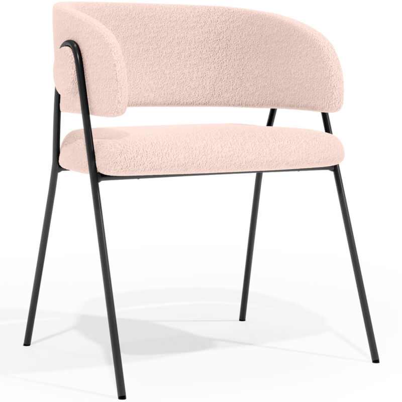 Chaise de salle à manger - Revêtue de tissu bouclé - Charke Ivoire