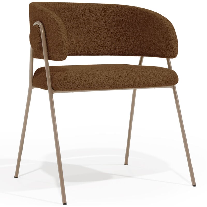 privatefloor - chaise de salle à manger - revêtue de tissu bouclé - charke chocolat - métal, boucle - chocolat