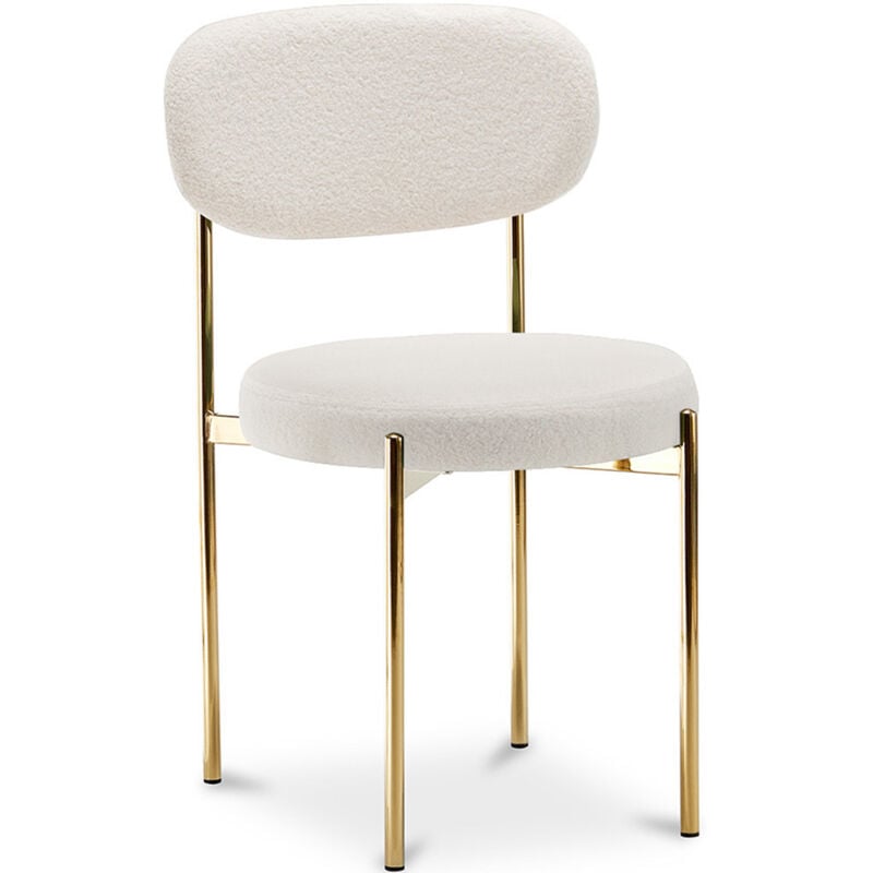 Chaise de salle à manger - Revêtue de tissu bouclé - Dahe Blanc