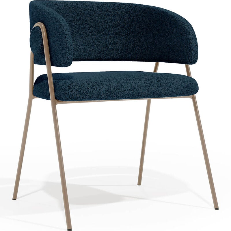privatefloor - chaise de salle à manger - revêtue de tissu - roaw bleu foncé - metal couleur cfhampagne, tissu - bleu foncé