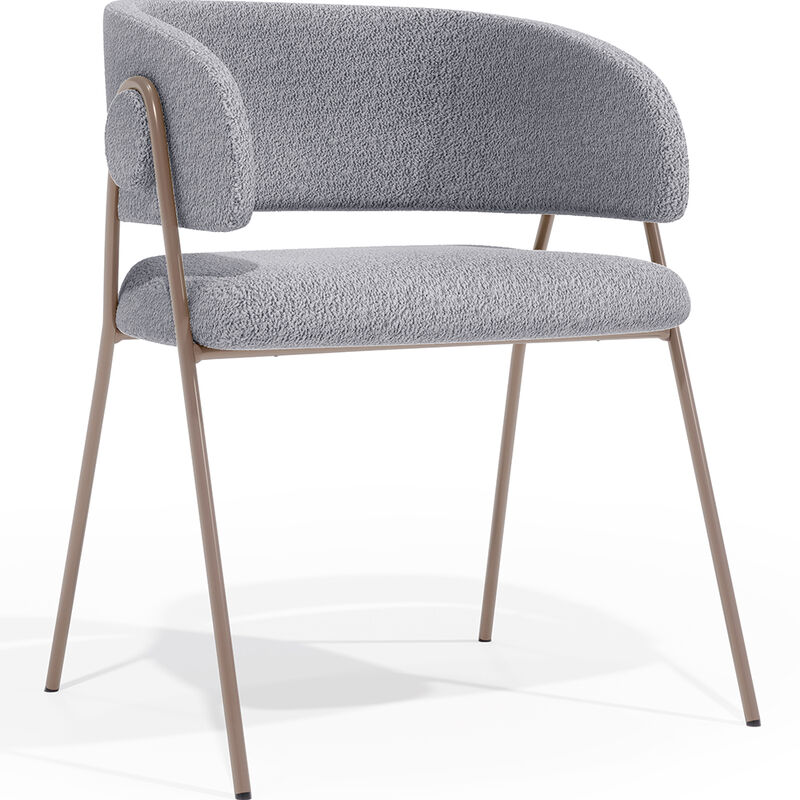 privatefloor - chaise de salle à manger - revêtue de tissu - roaw gris clair - metal couleur cfhampagne, tissu - gris clair