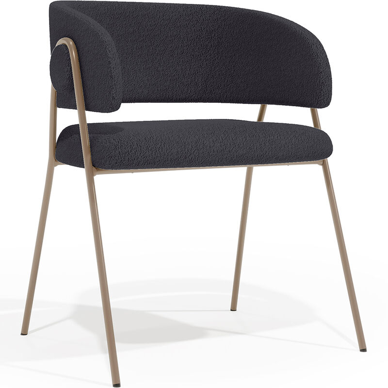 privatefloor - chaise de salle à manger - revêtue de tissu - roaw gris foncé - metal couleur cfhampagne, tissu - gris foncé