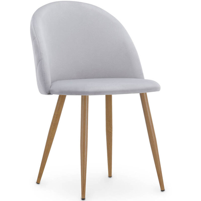 Privatefloor - Chaise de Salle à Manger - Revêtue de Velours - Dossier avec Motif - Evelyne Gris clair