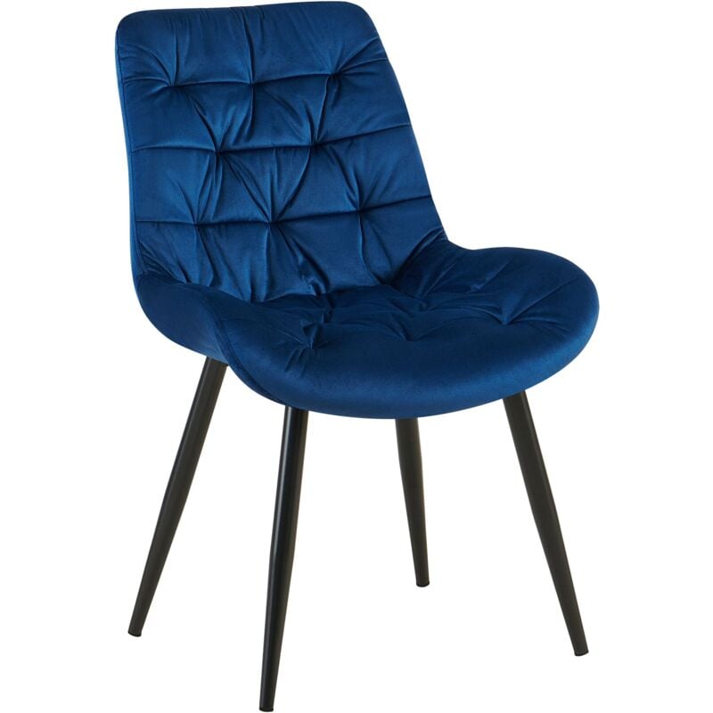 CLP - Chaise de salle à manger Rossford velours Bleu foncé