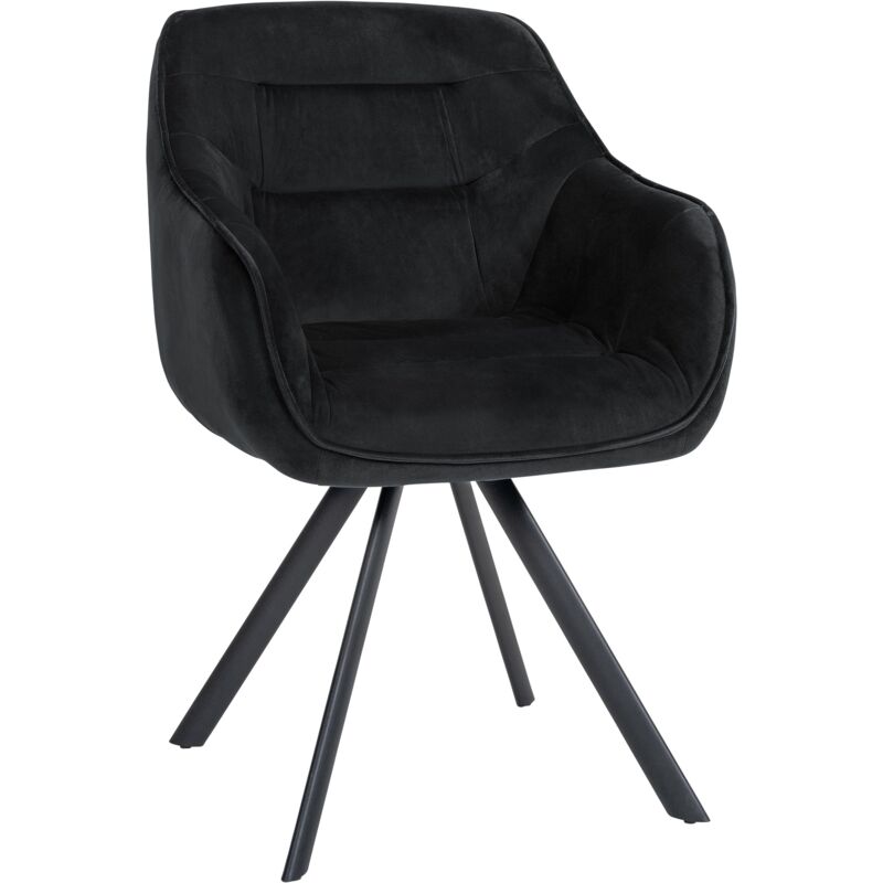 Décoshop26 - Chaise de salle à manger x1 design moderne confortable en velours noir piétement stable à quatre pieds en métal 100002341