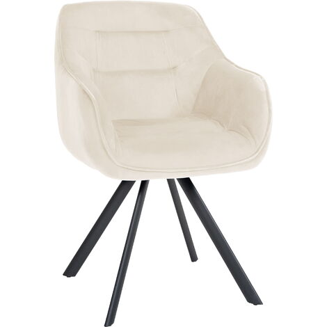 Chaise de salle à manger Russel velours ou tissu Crème Velours