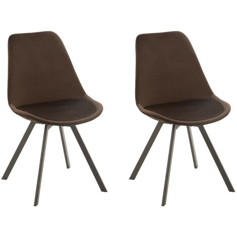 Chaise de salle à manger scandinave en velours et métal (lot de 2) - ELENE