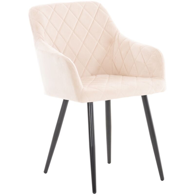 CLP - Chaise de salle à manger Shila Liga avec du velours de rhombus, beige