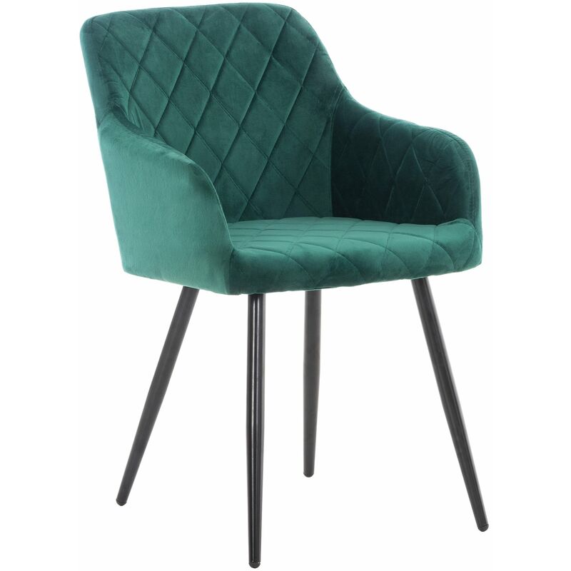 CLP - Chaise de salle à manger Shila avec Piètement en Métal noir Velours Vert