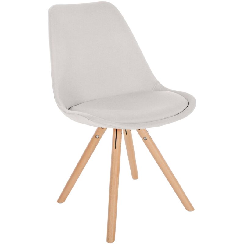 Décoshop26 - Chaise de salle à manger x1 style scandinave en tissu crème pieds en bois clair 100001476