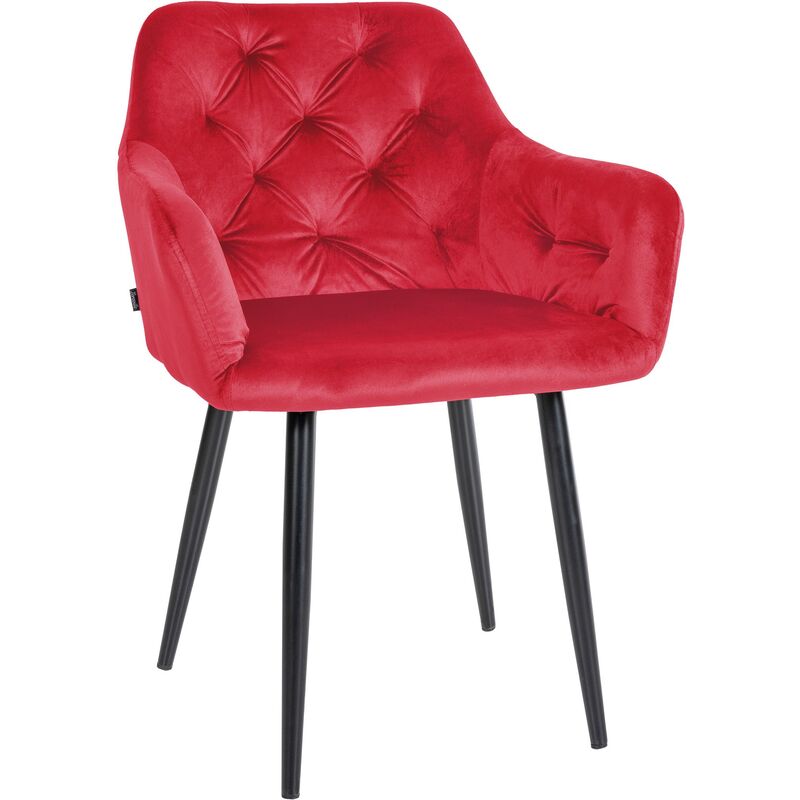 CLP - Chaise de salle à manger Stanley velours Rouge
