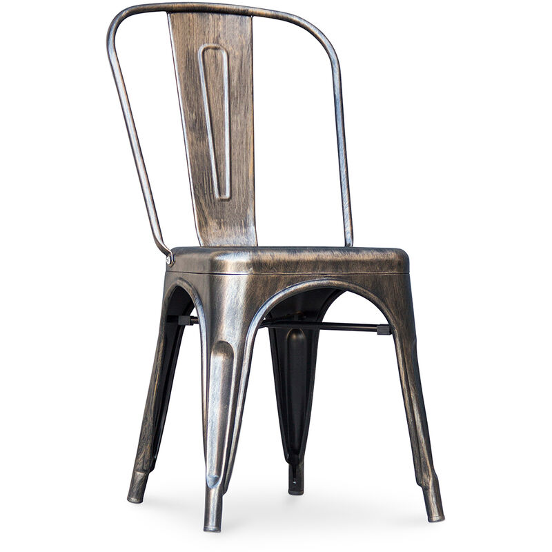 tolix style - chaise de salle à manger - design industriel - acier - nouvelle édition - stylix bronze métallisé - acier - bronze métallisé