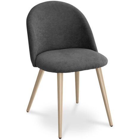 Chaise de salle à manger - Tapissée en tissu - Style scandinave - Evelyne Gris foncé